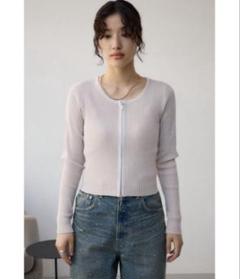 アズール　Wジップ配色リブカーディガン　AZUL BY MOUSSY