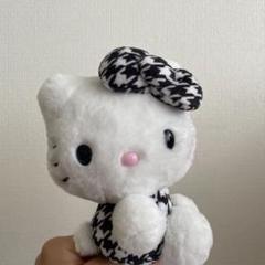 ハローキティぬいぐるみキーホルダー ローリーズファームレオパードブラック千鳥格子 ハローキティぬいぐるみトイキーホルダーレオパード新品タグ付き