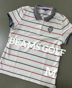 BEAMS GOLF ポロシャツ Mサイズ ストライプ柄 日本製 美品