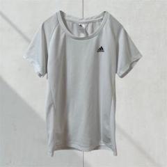 T269【アディダス】Tシャツ　スポーツ　半袖　M 白　ブランドロゴ　運動