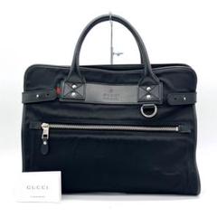 【GUCCI】ビジネスバッグ ウェブループ ナイロン レザー ブラック