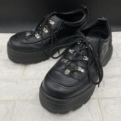 【新品】HARE　ライトソールレザーテックシューズ　Mサイズ　ブラック　厚底 新品】HARE ライトソールレザーテックシューズ Mサイズ ブラック