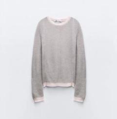 メゾンスペシャル　ZARA コントラストステッチセーター ZARA X MAISON SPECIAL セーター コントラストステッチ L人
