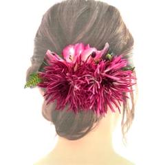 フラダンス髪飾り　ヘアクリップ　スパイダーマム　ピンクのサムネイル