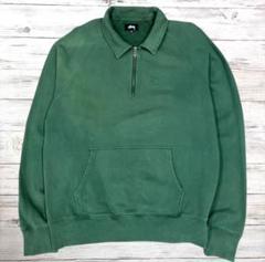STUSSY ステューシー ハーフジップスウェット XL グリーン 0441