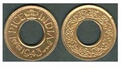 TENET ポストカード付き インド1パイサコインハイクラウン1943年