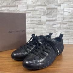 【美品】ルイヴィトン★モノグラム　スニーカー　キャンバス×レザー　黒　34