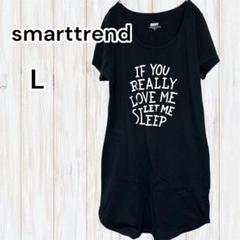 smarttrend 半袖Tシャツ ロング丈 ブラック L ワンピース 可愛い