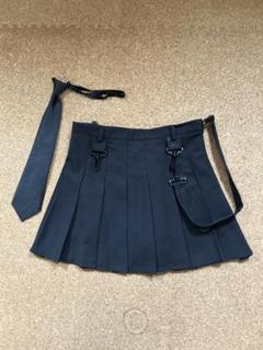 膝上プリーツスカート Mサイズ 黒 ネクタイ付き