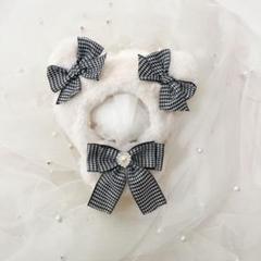 sale✭ちびぐるみ用 11cm ぬい服 くま耳 黒 千鳥柄