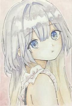 【女の子は誰でも】手描き イラスト アート 新作。手描きイラスト。中色紙。女の子 - メルカリ