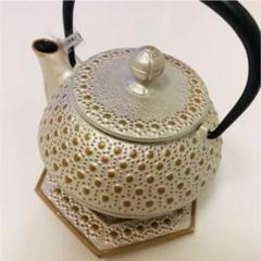 新品 南部鉄器 鉄瓶 急須 カラーポット No.3 シルバー 限定色 岩鋳