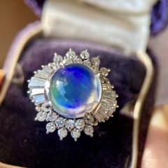 pt900陽刻 天然メキシコ産ウォーターオパー3.87ct D0.92ct 指輪 pt900陽刻 天然メキシコ産ウォーターオパー3.87ct D0.92ct 指輪