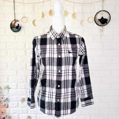 【オールドネイビー】✨美品✨チェック柄長袖シャツ 羽織り 白黒 キッズ10-12