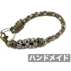 【ハンドメイド】パラコード 万能ストラップ グレー×ライトグレー 全長約36cm