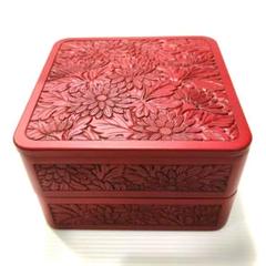 希少】未使用 重箱 堆朱 木製 漆芸 漆器 3段重 漆 彫漆 松竹梅
