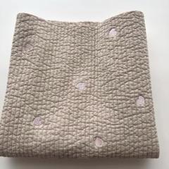 韓国刺繍ヌビ生地ベージュ✖️薄ピンクハート刺繍68×45