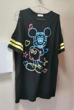 NiCORON ディズニー ミッキーマウス ネオンプリント ビッグTシャツ