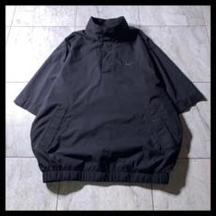 00s NIKE ハーフジップ ボタン ナイロン プルオーバー 半袖 黒 Y2K