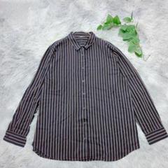 【美品】UNIQLO ユニクロ (LL) レーヨンストライプブラウス ゆったり