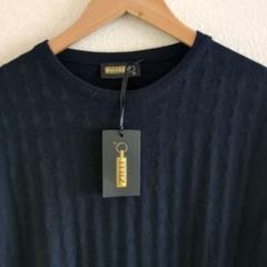 ZILLI メンズ　ニット　T シャツ　ネイビーブルー