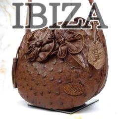 IBIZA イビザオーストリッチレザーダチョウ革舟型ハンドバッグ緑