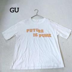 ジーユー 英字プリント 半袖Tシャツ トップス カジュアル ホワイト 洗える М