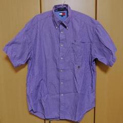 TOMMY HILFIGER 半袖シャツ M 紫 ストライプ