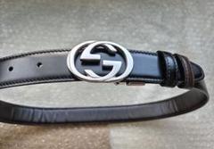 GUCCI グッチ 小物 ダブルGバックルベルト ブラック レザー