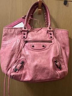 バレンシアガ　レザー　ザシティ　ミラー付き　トートバッグ　ピンク バレンシアガレザーザシティミラー付きトートバッグピンク