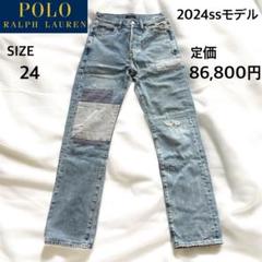 【24ssモデル】ラルフローレン　デニムパンツ 24 パッチワーク リペア加工