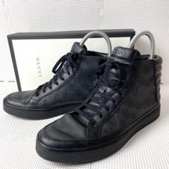 美品　GUCCI　グッチ　GGロゴ　PVC ハイカット　スニーカー　ブラック