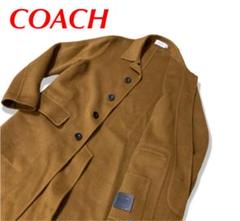 名作　COACH コーチ  ウール ステンカラーコート ブラウン　茶　レザー 名作COACH コーチ ウール ステンカラーコート ブラウン茶レザー