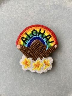 アロハ！シャカサイン★ビーズブローチ⭐︎ハンドメイド
