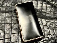新喜皮革 コードバン 本革 長財布 ロングウォレット ダイヤモンドパイソン 蛇革
