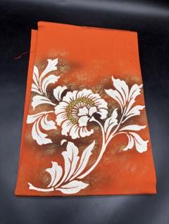 高級　正絹　洒落帯　名古屋帯　アンティーク　紅色系　花柄　シック　169 高級 正絹 洒落帯 名古屋帯 アンティーク 塩瀬 花柄 型染 203
