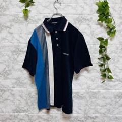 【e40】【ダンロップ】パネルデザイン ポロシャツ ネイビー　訳あり品　【L】
