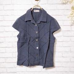 【美品】DAKS ダックス 半袖シアーシャツ トップス ネイビー Sサイズ