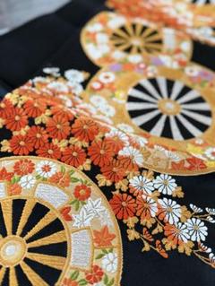 セミアンティーク 桜花模様 菊花模様 小紋 着物 011t