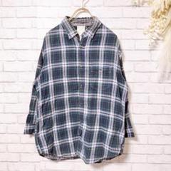 【美品】長袖シャツ トップス ネルシャツ チェック柄 グリーン Lサイズ