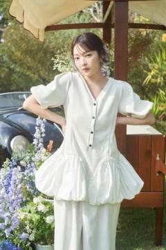 Andequal アンドコール docking hem tops ホワイト