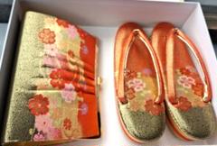 花柄草履と和装バッグセット佐賀錦