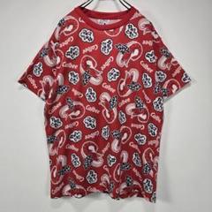 かっぱえびせん　総柄　Tシャツ　L　Calbee　派手　レッド　人気　古着コーデ