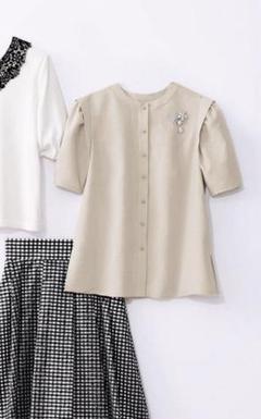 ★新品★Rene★ジレ シャツ ブラウス ベスト★36★カーキ ストライプ★ ☆新品☆Rene☆ジレ シャツ ブラウス ベスト☆36☆カーキ