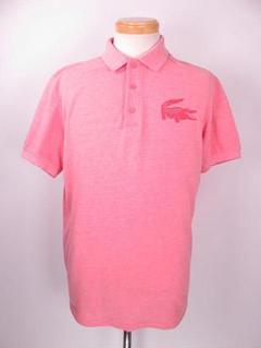 【値下げ】ラコステ　LACOSTE 半袖ポロシャツ　ピンク系　ビッグロゴ　５/L
