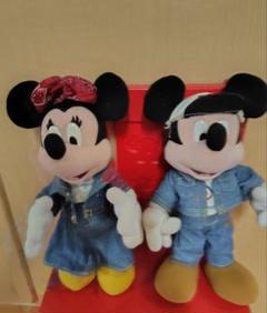 【希少】EDWIN デニム　ディズニー　ミッキー ミニー ぬいぐるみ　50th EDWIN デニム ディズニー ミッキー ミニー ぬいぐるみ タグ付き