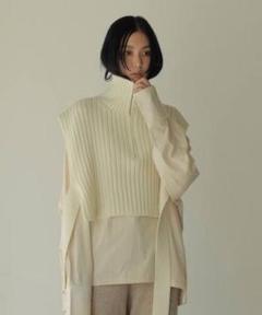 【美品】ETRE TOKYO ハーフジップタートルニットベスト 新品未使用】エトレETRE ハーフジップタートルニットベスト ホワイト