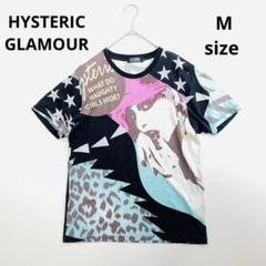 6104 ヒステリックグラマー　Tシャツ　ヒスガール　スター　総柄　ブラック