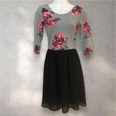 エイチアンドエム❤️H&M ❤️切り替えミニワンピ❤️SSサイズ❤️薔薇柄❤️