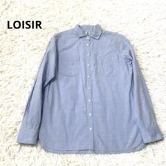 ロワズィール★美品★綿麻ストライプビックカラーブラウス★ストライプ柄★ホワイト系 LOISIR（ロワズィール）の「綿麻ストライプビックカラーブラウス